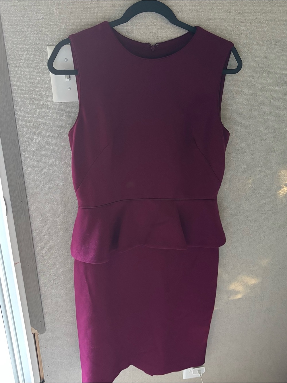 Ann Taylor Sleeveless Peplum Sheath Dress in Plum